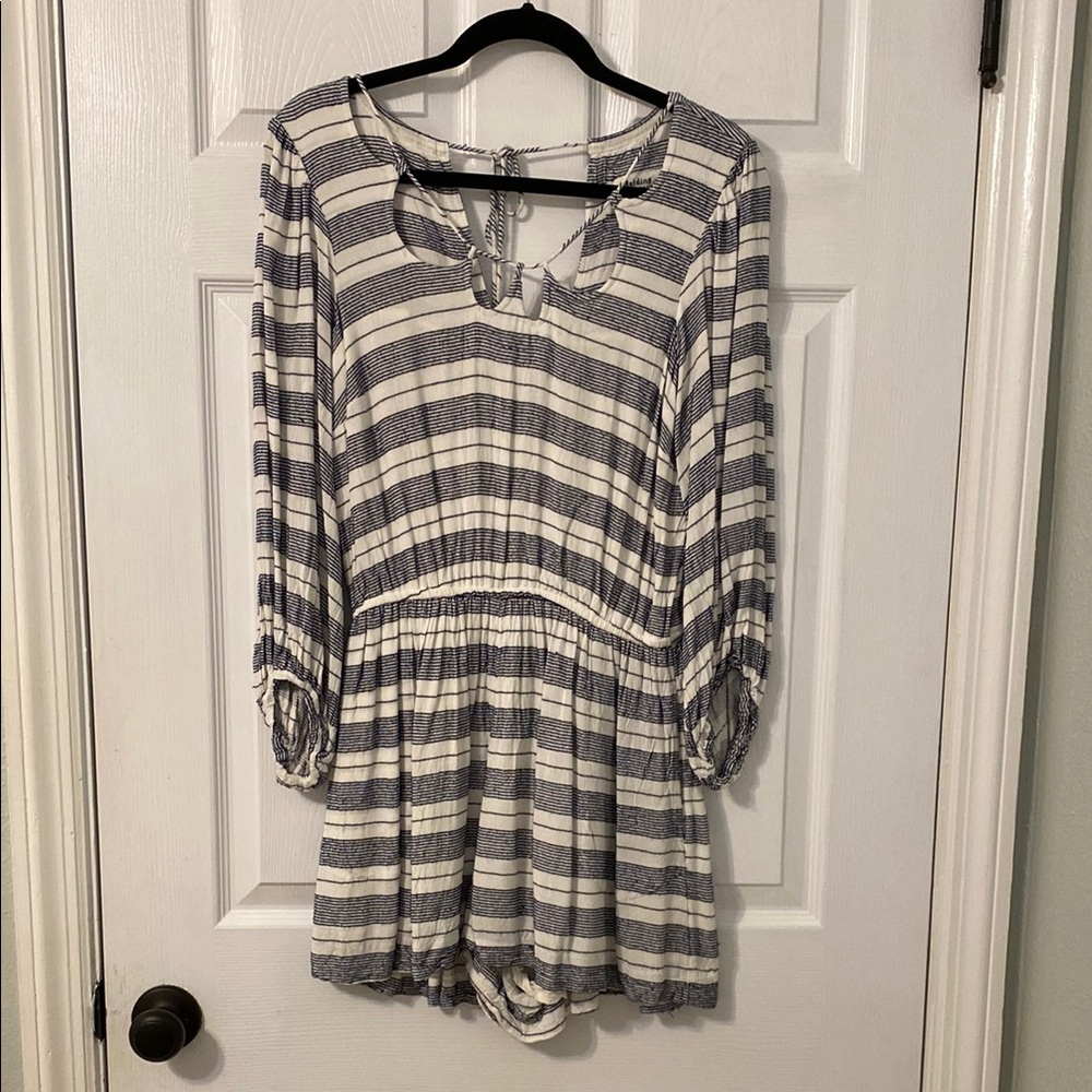 Striped Long Sleeve Romper